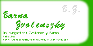 barna zvolenszky business card